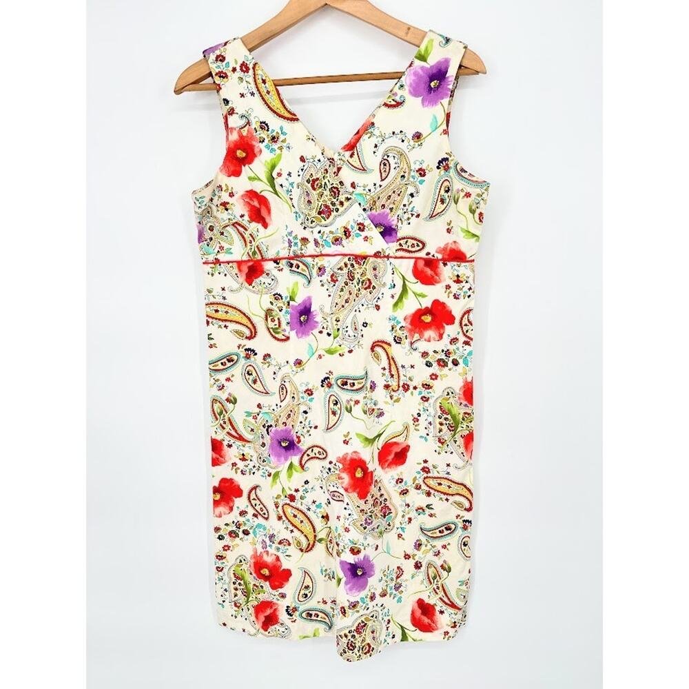 Chadwicks Sheath Empire Waist Dress Womens 10 Y2K Floral Paisley Stretch Cottage